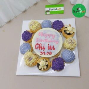 Bánh Sinh Nhật Màu Tím đơn Giản 1 Tầng Ghi Tên Bt03