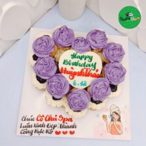 Bánh Sinh Nhật Màu Tím Hoa Hồng Bt01